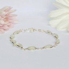 Solid Silver Bracelets with natural Moonstone Semi-Precious Stones