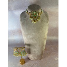 Sajal 18K Gold Plated Kundan Choker Set (Pink And Green) (ST721)