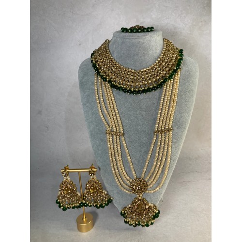 Riyasat Meenakari Kundan Pearl Set (ST128) (Emerald)