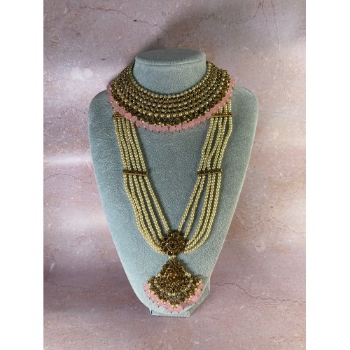 Riyasat Meenakari Kundan Pearl Set (ST128) (Antique Pink)