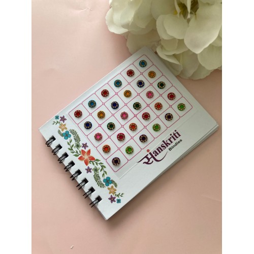 Mini Range Multicoloured Stone Border 120 Bindi Booklet (ST712)