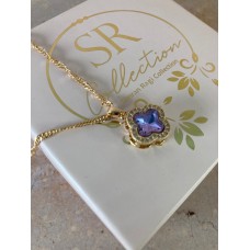 Adina Clover Pendant Necklace (ST373) (Violet)