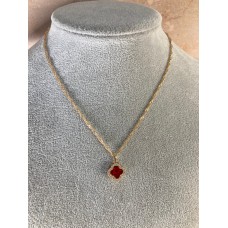 Adina Clover Pendant Necklace (ST373) (Red)