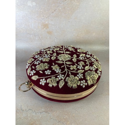 Delhi (Circular Clutch) (Maroon) (ST285)