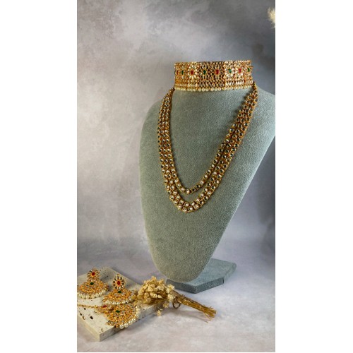 Astha Gold Plated and Kundan Set (ST164) Emerald And Ruby