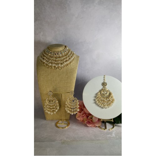 Ruha Gold Plated Kundan Set (ST220) White