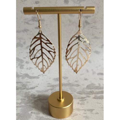 Delicate Statement Leaf Earrings (ST205) (Gold)