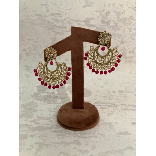 Rohi Kundan Earrings (ST773) (Maroon)