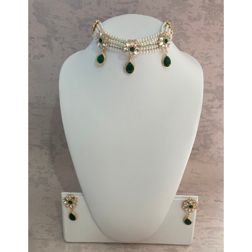 Rekha Choker Set (ST776) (Emerald)