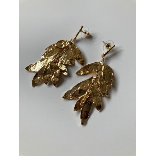 Embossed Leaf Drop Earrings (ST358)