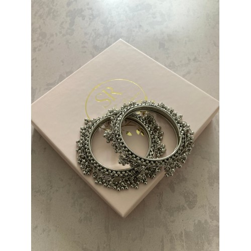 Sehmat Silver Plated Ghungroo Bangles (2.8) (ST780)