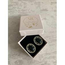 Munira Gold Plated Crystal Stone Stud Earrings (ST781) (Black)