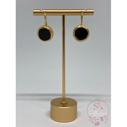 Noori Rustic Gold Plated Earrings (ST088) Black
