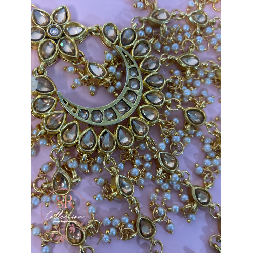 Leena Gold Plated Kundan Passa/Jhumar (ST096) Antique