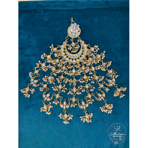 Leena Gold Plated Kundan Passa/Jhumar (ST096) Silver