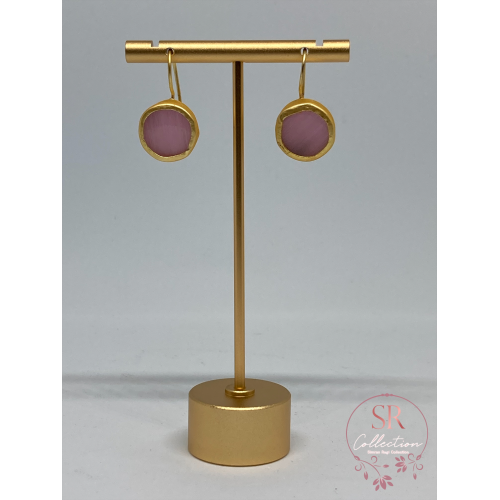Noori Rustic Gold Plated Earrings (ST088) Pink