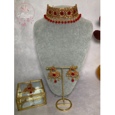 Adhya Gold Plated And Kundan Choker Necklace Set (ST187)