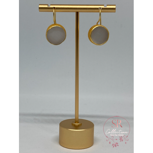 Noori Rustic Gold Plated Earrings (ST088) Grey