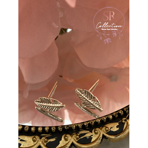 Leaf Shaped Earrings (ST214) Rose Gold