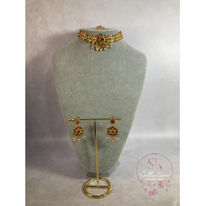 Arohi Gold Plated And Kundan Choker Set (ST170) Antique, Emerald And Pink