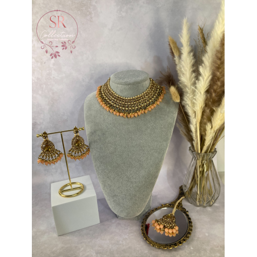 Sapna Gold Plated Pearl Set (ST183) Peach