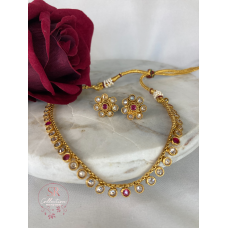 Sita Kundan Choker Set (ST104) Pink And Gold