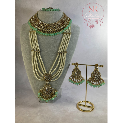 Naaz Gold Plated Meenakari And Pearl Set (ST176) Mint