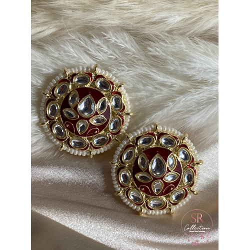 Ruhi Meenakari Stud Earrings (ST089) Maroon