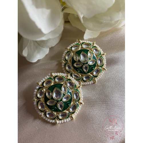 Ruhi Meenakari Stud Earrings (ST089) Green