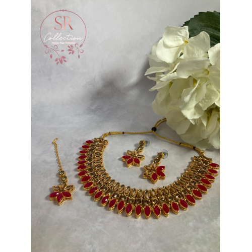 Chaya Gold Plated Kundan Choker Set (ST167) Pink