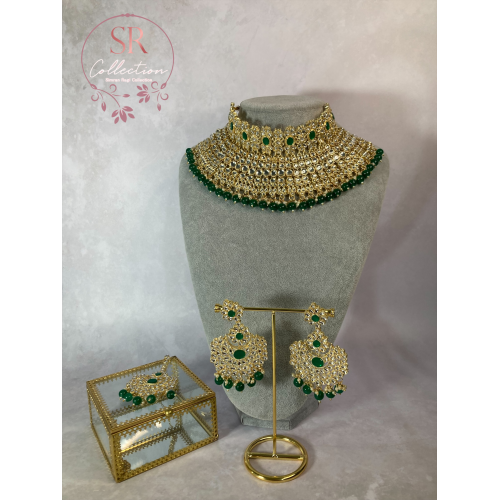 Maharani Gold Plated Kundan Set (ST222) Emerald