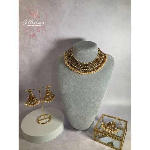 Sapna Gold Plated Pearl Set (ST183) Antique