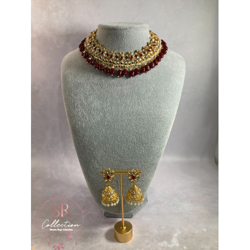 Sift Gold Plated and Kundan Choker Set (ST181) Maroon