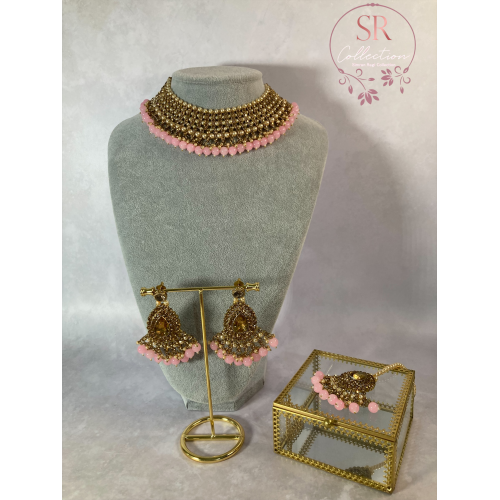 Sapna Gold Plated Pearl Set (ST183) Pink