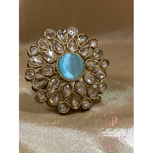 Damini Classic Antique Ring (ST115) Aqua