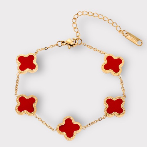 Adina Clover Bracelet (ST374) (Red)