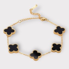 Adina Clover Bracelet (ST374) (Gold Black)