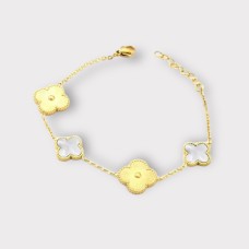 Gold And White Clover Bracelet (ST769)