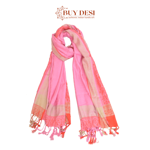 Elegant & Soft Woven Pink Viscose Scarf / Scarves for Women