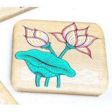 Hand Painted Folk Art Wooden Coasters Set of 4