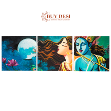 Handmade Radha Krishna Painting on Canvas or Digital Art Print for Wall Decor, Living Room and Bedroom