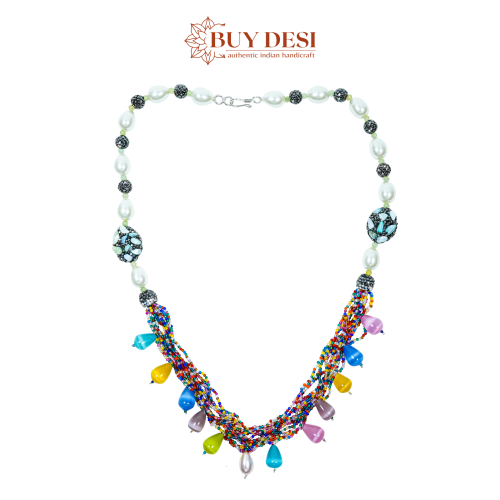 Multi Tone Fancy Moti Mala Necklace for Women and Girls