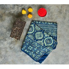 Ajrak Block Printed Jade & Indigo Stole / Shawl for Women