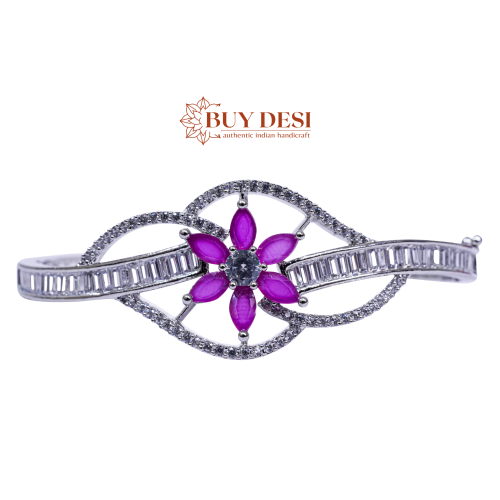 Stunning German Silver Bracelet with Purple Crystal for Women and Girls