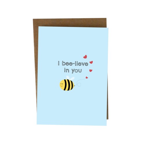 Bee-Lieve In You - Believe In You Card, Good Luck Card, Motivational Card, Encouragement Card, Stay Strong, Friendship, Thoughtful, BYANIKA