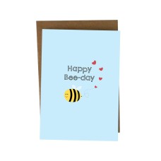 Happy Beeday Card - Bee Birthday Card, Happy Birthday, Happy Bday, For Him, For Her, Cute Funny Pun Card