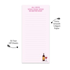 All I Do Is Wine Shopping List Notepad, To Do List, Memo Pad, List Pad, Jotter, Grocery List, For Girlfriend, For Her, Kitchen Pad, Planner
