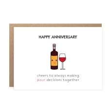 Funny Anniversary Card - Wine Pun Card For Boyfriend, Girlfriend, Couples, Cute, For Husband, For Wife, Happy Anniversary, BYANIKA