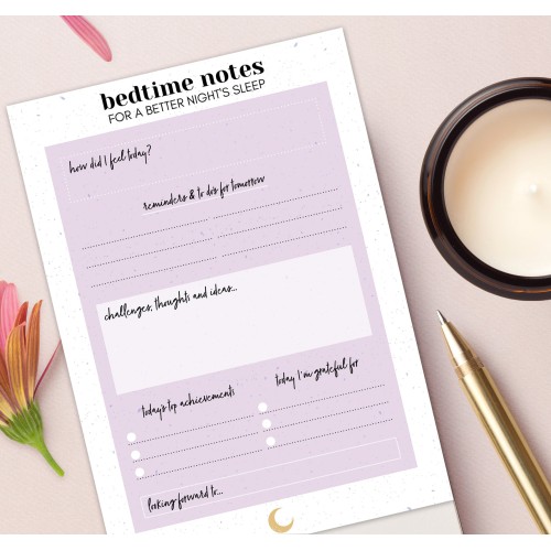 A6 Bedtime Notes | Night Journal Notepad | Reflection | Worry Book | Self Care | Mindfulness Gratitude Wellness | Evening Ritual | BYANIKA