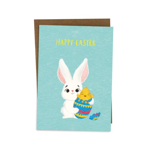 Happy Easter Cards With Recycled Envelope Easter Card Grandson For Granddaughter Daughter Son Kids Children With Bunny Easter Egg BYANIKA